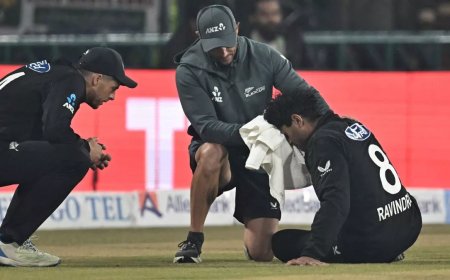 चैंपियंस ट्रॉफी 2025 से पहले खराब फ्लड लाइट के कारण रचिन रविंद्र हुए घायल, PCB की आलोचना