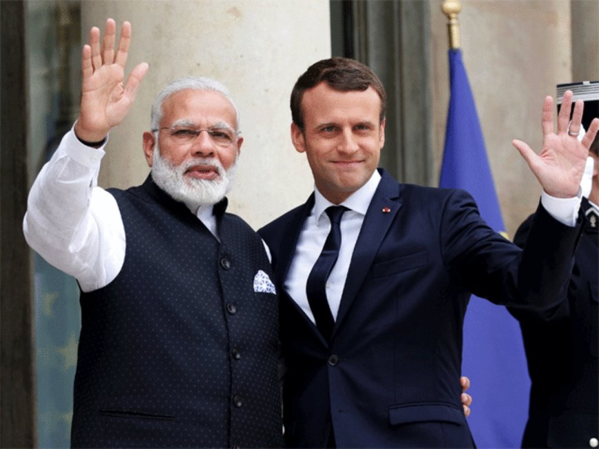 फ्रांस में 'दोस्त' मैक्रों ने किया पीएम मोदी का स्वागत